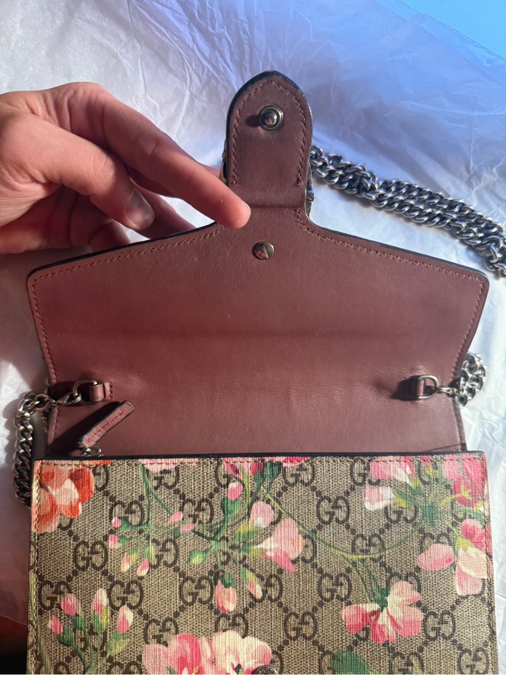 Like-New GUCCI Dionysus GG Blooms Wallet On Chain Bag - Picture 6 of 16